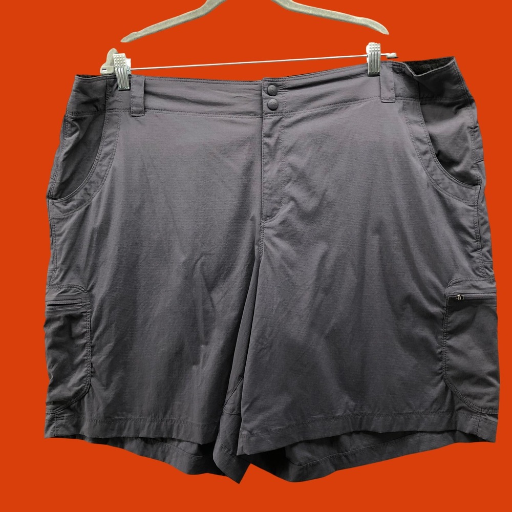 L.L. Bean Ripstop Charcoal Gray Hiking Cargo Shorts Womens 20W Plus Nylon